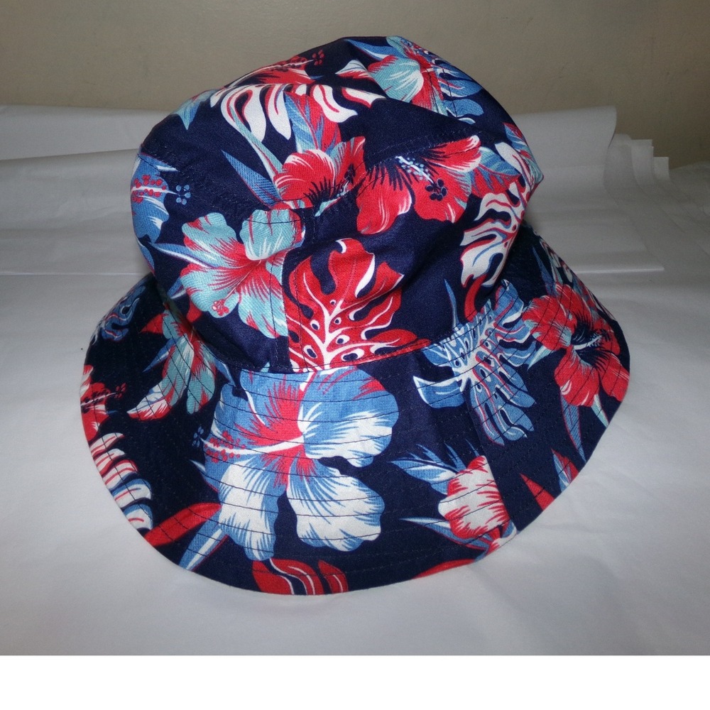 Tommy Bahama Unisex Navy Tropical Hibiscus Floral Bucket Hat Beach Cap